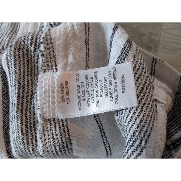 Per Se Striped Linen-Blend Drawstring Pants XL White & Black Comfortable - Picture 3 of 5